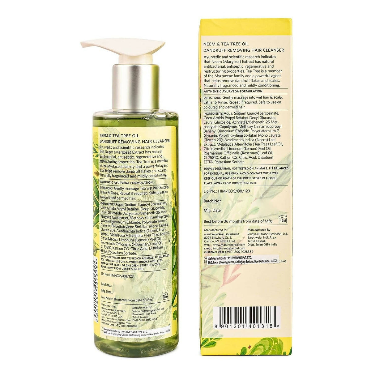 Mantra Herbal Neem and Tea Tree Oil Dandruff Removing Hair Cleanser | Grocsy