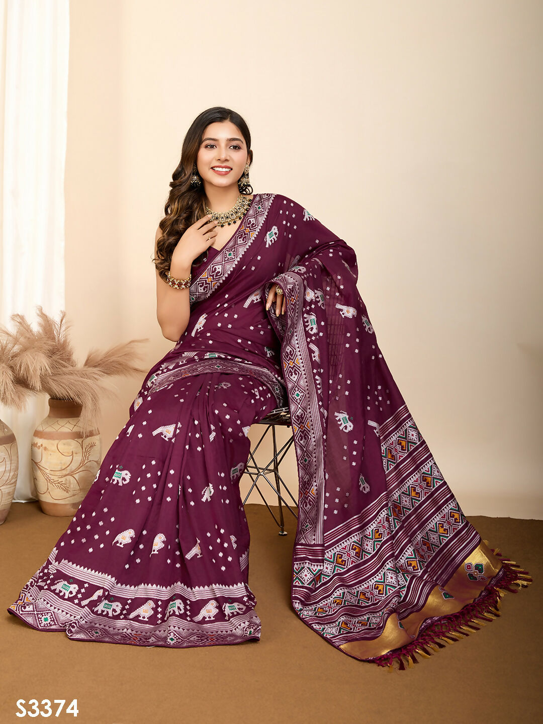 Wine Soft Silk Woven Meenakari Designer Saree - Vedanti | Grocsy
