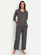 Alvano Beautiful Floral Print Co-ord set for Women's and Girls Rayon (Black) | Grocsy