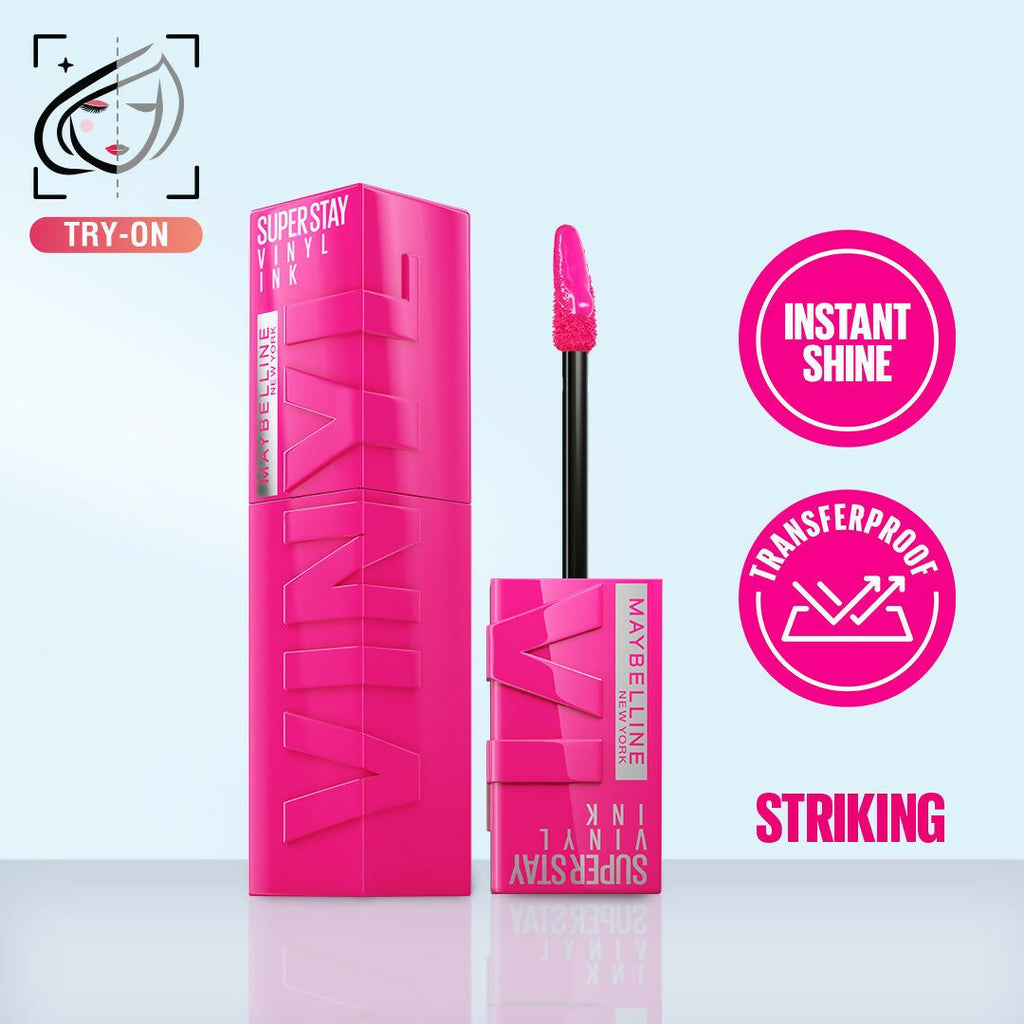 Maybelline New York Super Stay Vinyl Ink Liquid Lipstick, Instant Shine Lasts Up To 16H - Striking | Grocsy