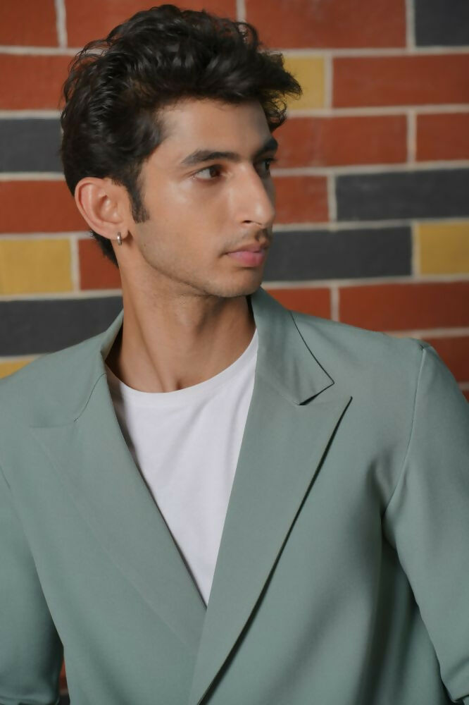 Soft Gray Asymmetric Blazer Set by Hilo Design | Grocsy