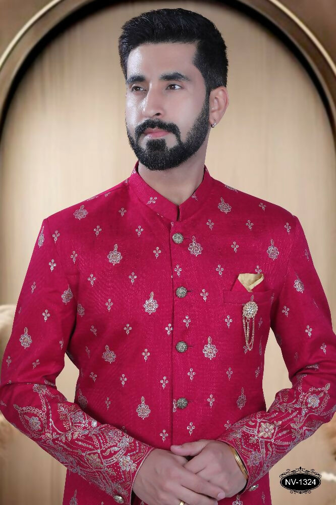 Joban Fashion Men's Rani-Pink Silk Kurta with Pyjama | Grocsy