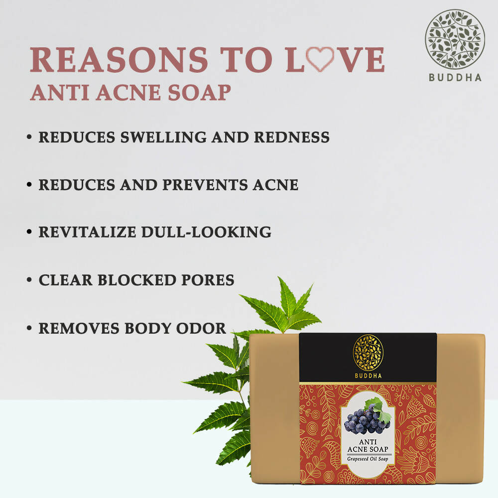 Buddha Natural Anti Acne Soap - Fights Acne Pimple, Breakouts, Blemish, Blackheads | Grocsy