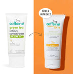 mCaffeine Sun Fix Daily Glow Green Tea Sunscreen SPF 50 PA++++ with Niacinamide, Lightweight & No White Cast | Grocsy