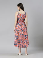 Souchii Multicolour Abstract Print Fit & Flare Midi Dress | Grocsy
