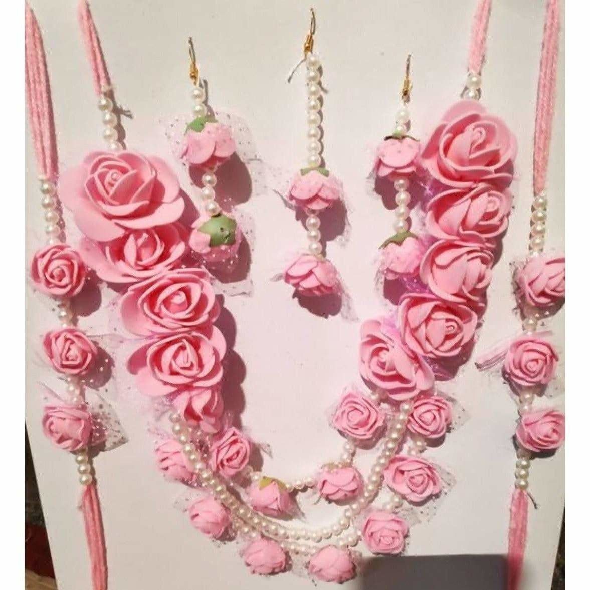 MS Fashion India Muskan Pink Flower Jewelry Set | Grocsy