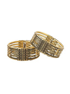 NVR Women Set of 2 Gold-Polished Oxidised Bangles | Grocsy