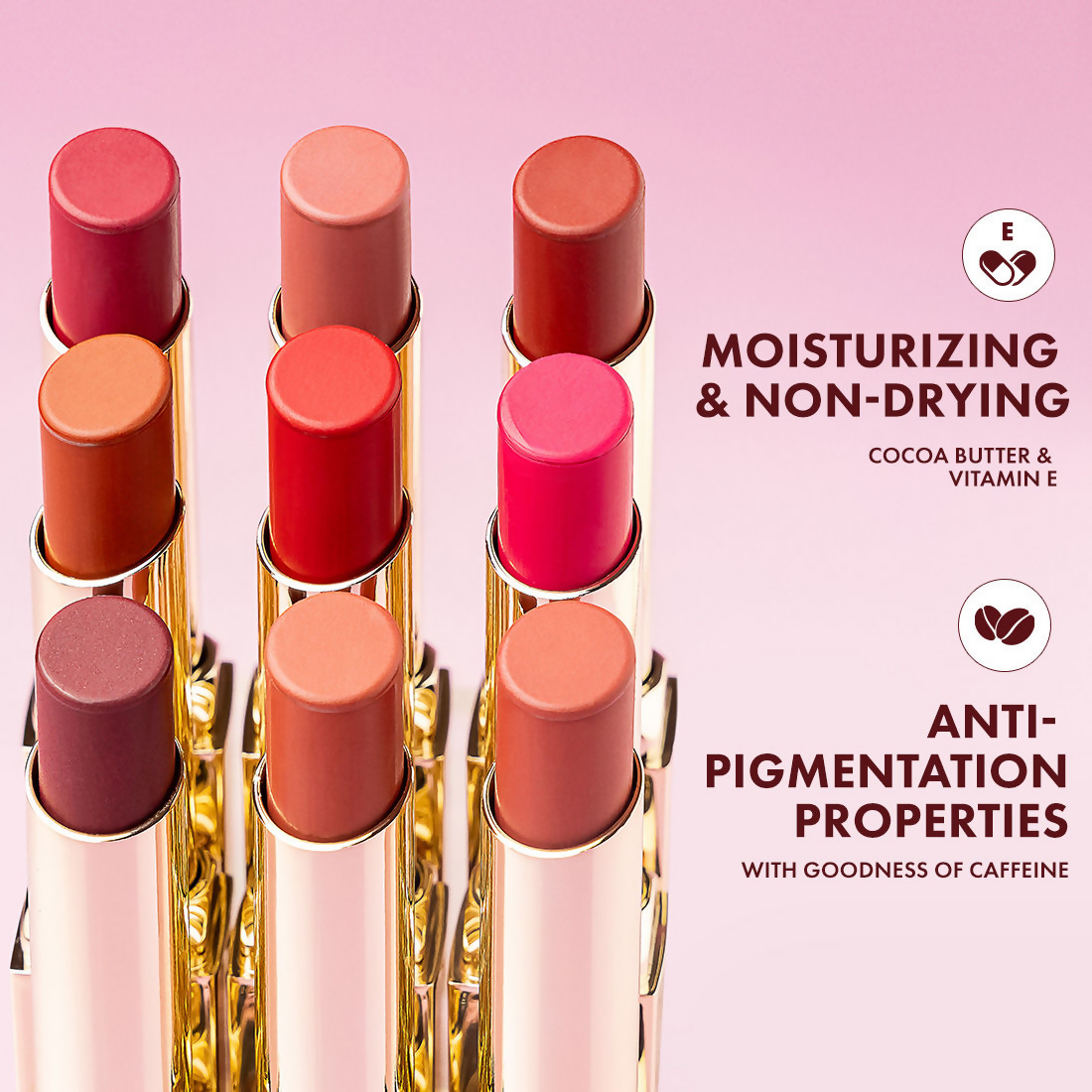 mCaffeine Shades Creamy Matte Kiss Bullet Lipstick Moisturizing Lightweight - Mauve Velvet | Grocsy
