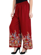 Mominos Fashion Maroon Floral Design Palazzo | Grocsy