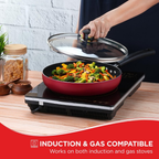 Vinod Zest Inducto Aluminium Non Stick Deep Frypan with Glass Lid | Grocsy