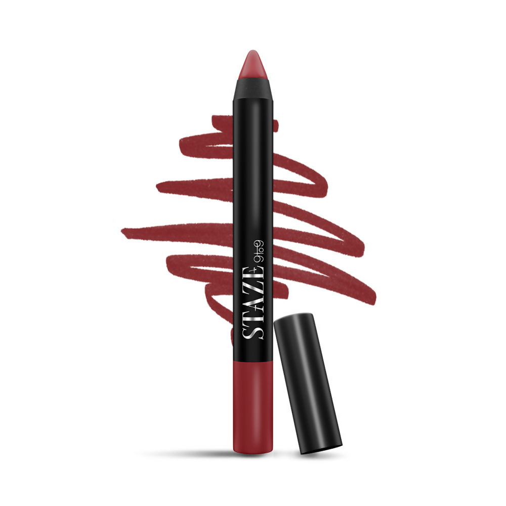 Staze 9 To 9 Pout On Matte And Smudgeproof Lip Crayon - 10 Royally Ruby | Grocsy