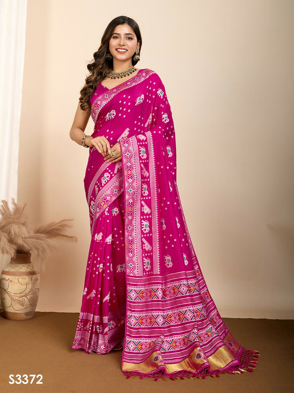 Pink Soft Silk Woven Meenakari Designer Saree - Vedanti | Grocsy
