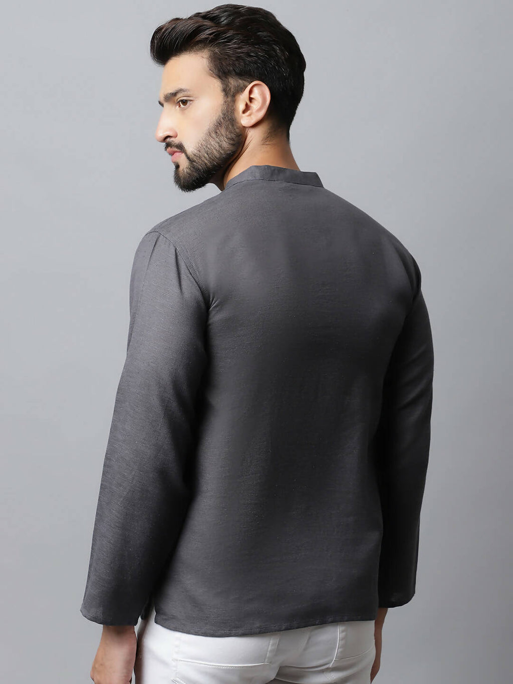 Even Apparels Grey Color Pure Cotton Men's Kurta With Side Placket (SLD1202) | Grocsy