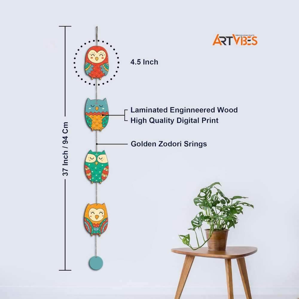 Artvibes Cute Owls Decorative MDF Wooden Wall Art for Home | Grocsy