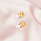 Yellow Pearl Studs- Ruby Raang | Grocsy