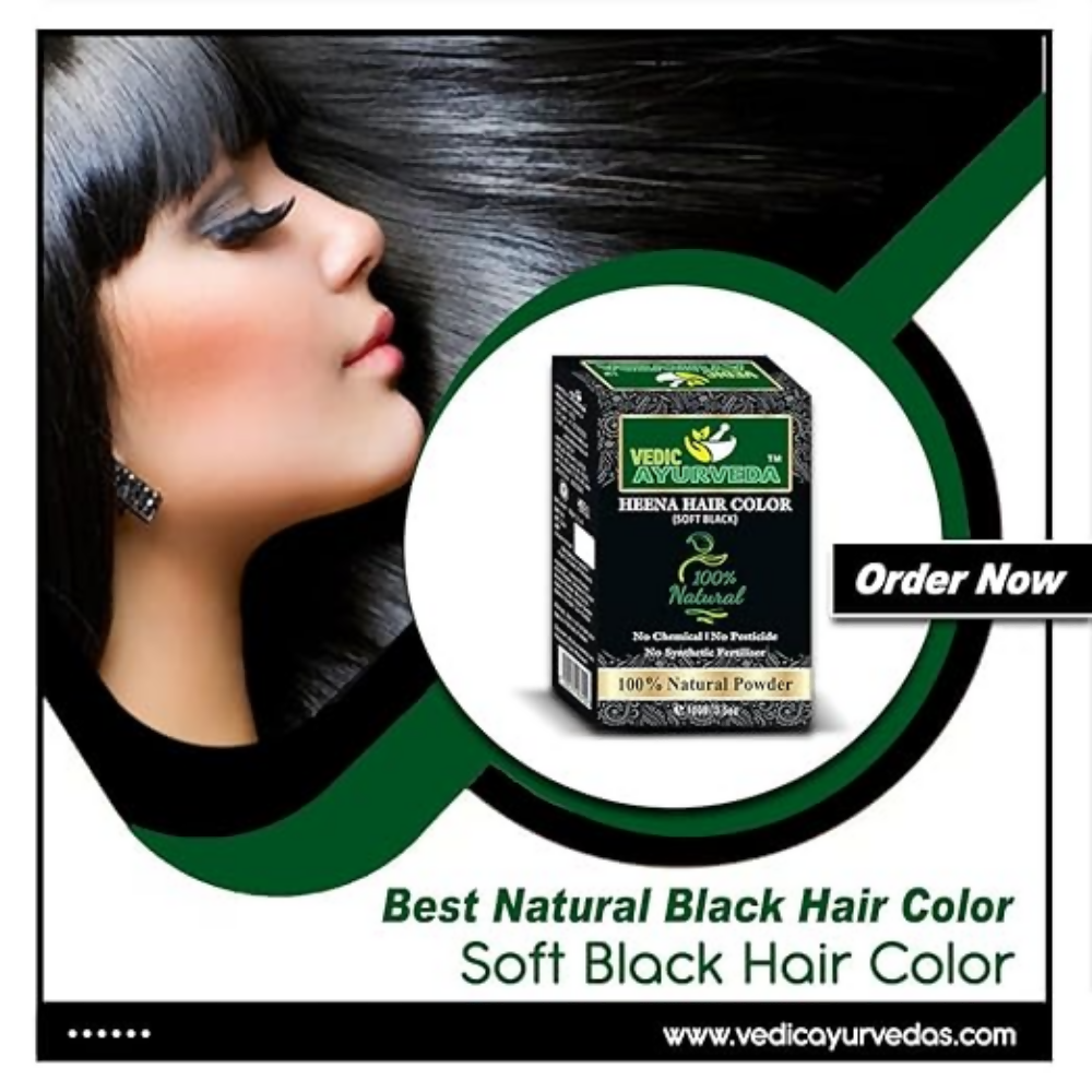VedicAyurveda Natural Henna hair color Soft Black | Grocsy