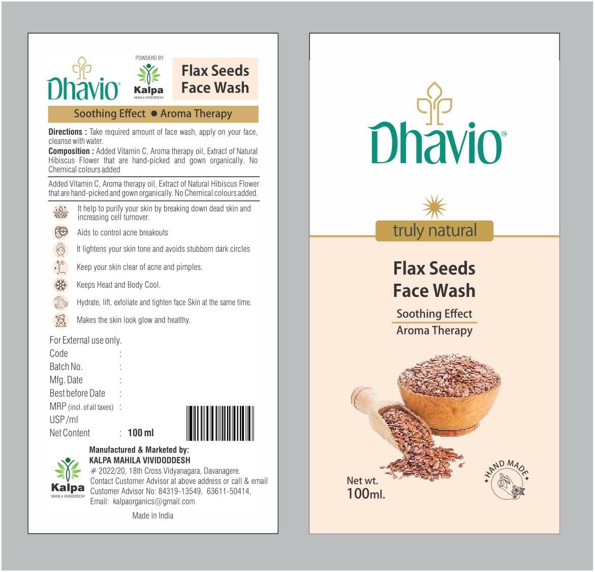 Dhavio Flax Seeds Face Wash | Grocsy