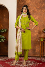 Parrot Green Salwar Kameez Set for Women by Infinity Export | Grocsy
