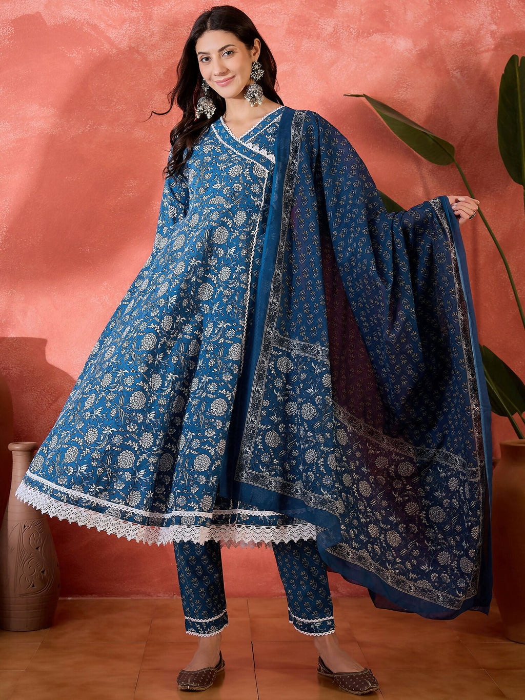 Joban Fashion Printed Blue Pure Cotton Kurta Set | Grocsy