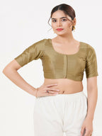 Joban Fashion Copper Taffeta Silk Elbow Sleeveless Front Open Blouse | Grocsy