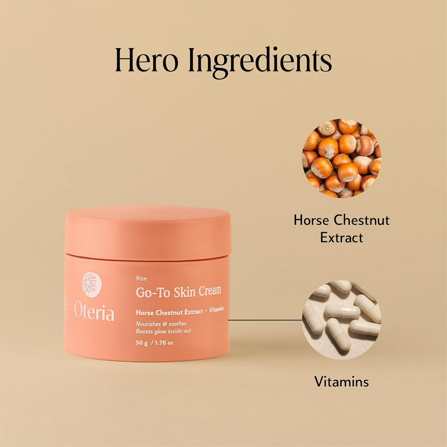 Oteria Go-To Skin Cream Vitamin A & E With Horse Chestnut Seed Extract For Glowing Skin | Grocsy