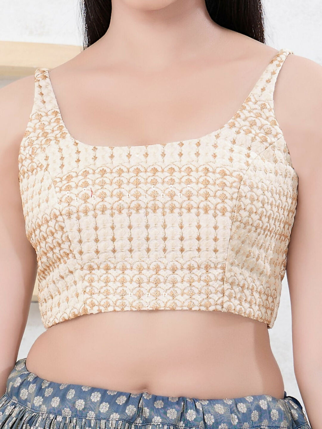 Joban Fashion Gold Shift Sleeveless Back Open Blouse | Grocsy