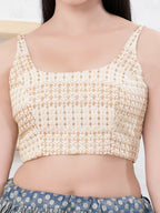 Joban Fashion Gold Shift Sleeveless Back Open Blouse | Grocsy