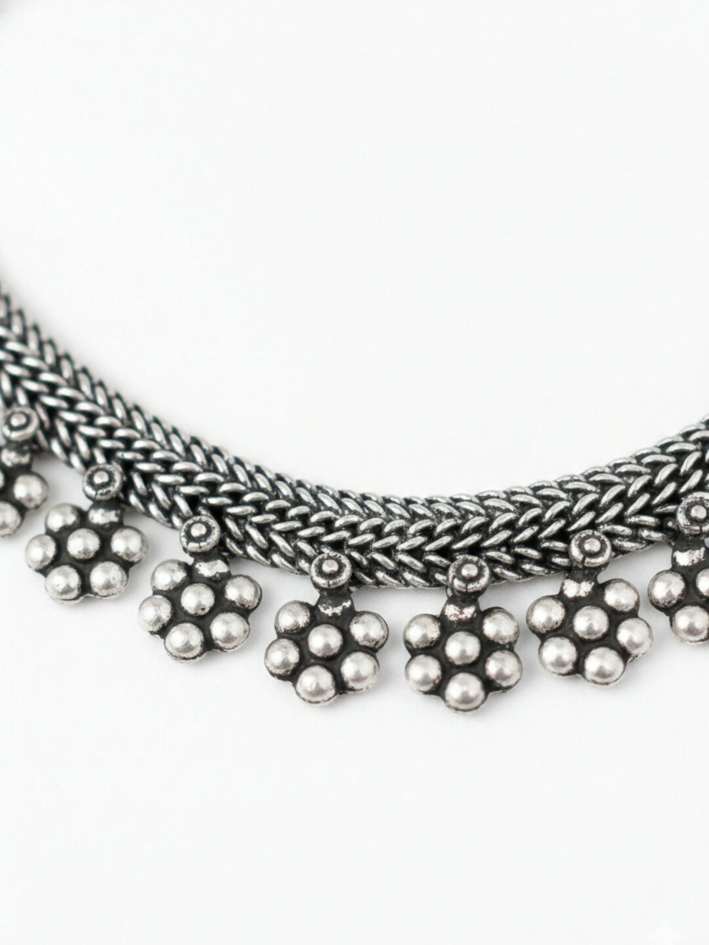 NVR Women Oxidised Silver Beaded Necklace | Grocsy