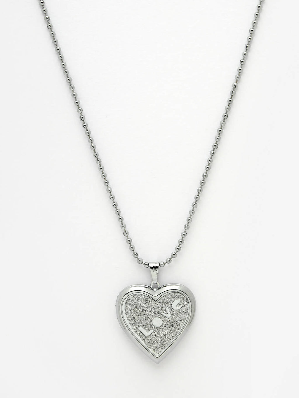 NVR Men Silver Plated Heart Shaped Pendent With Picture Frame And Chain | Grocsy