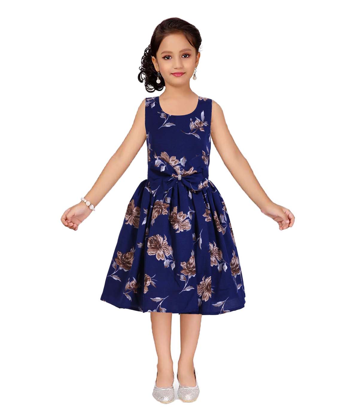 Asmaani Kids Party Wear Stylish Dresses, Perfect for Parties, Functions & Vacations - Navy Blue | Grocsy