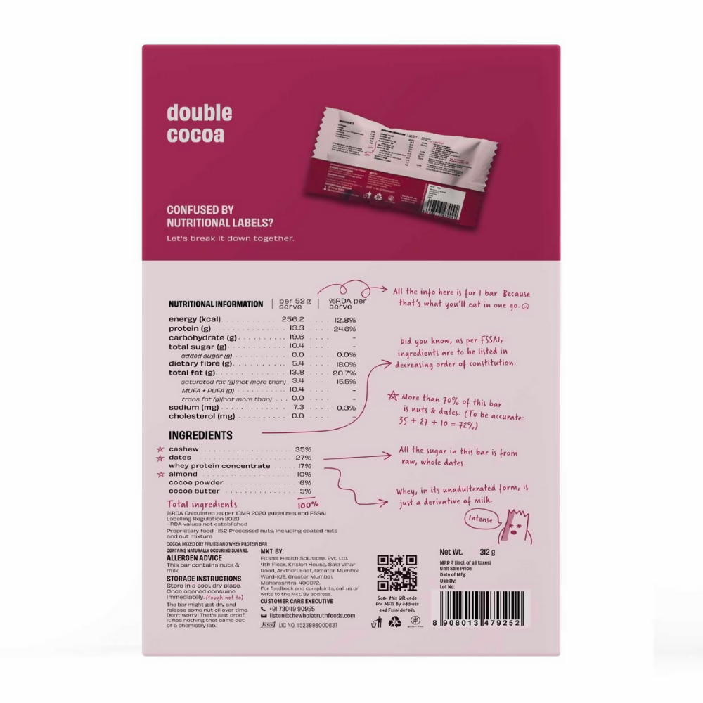 The Whole Truth Protein Bars - Double Cocoa | Grocsy
