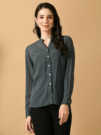 Myshka Women's Grey Georgette Solid Sheer Shirt | Grocsy