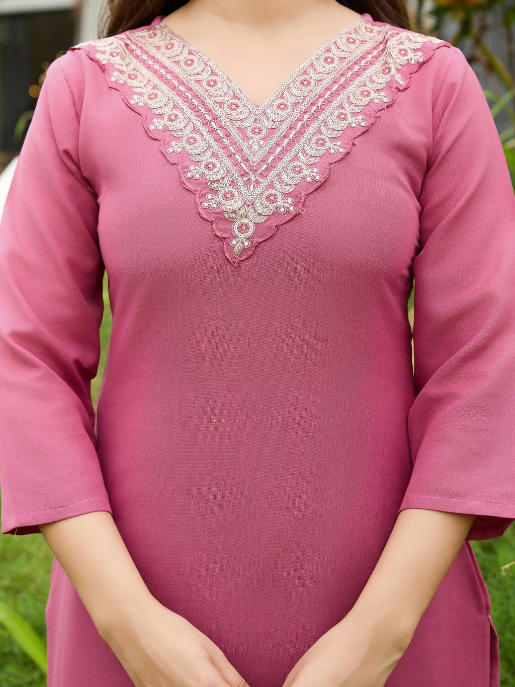 The52 Gajri Women's Beautiful Embroidered Rayon Fabric with Straight Kurta, Pant and Dupatta Set | Grocsy