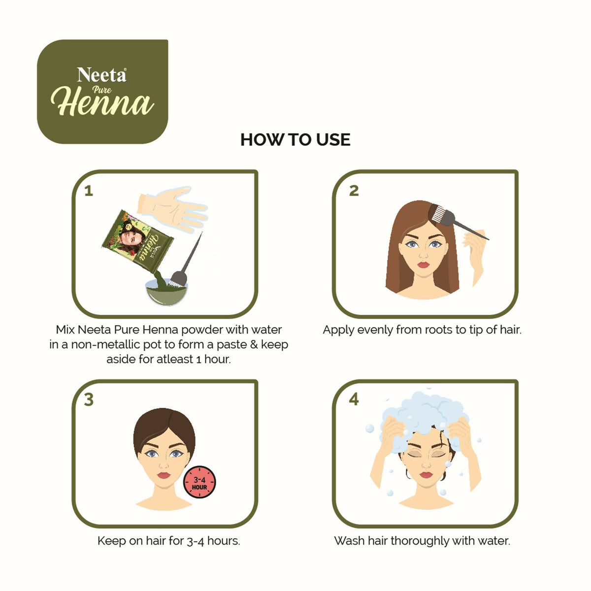 Neeta Pure Henna Soft & Shiny Natural Brown Hair Color | Grocsy