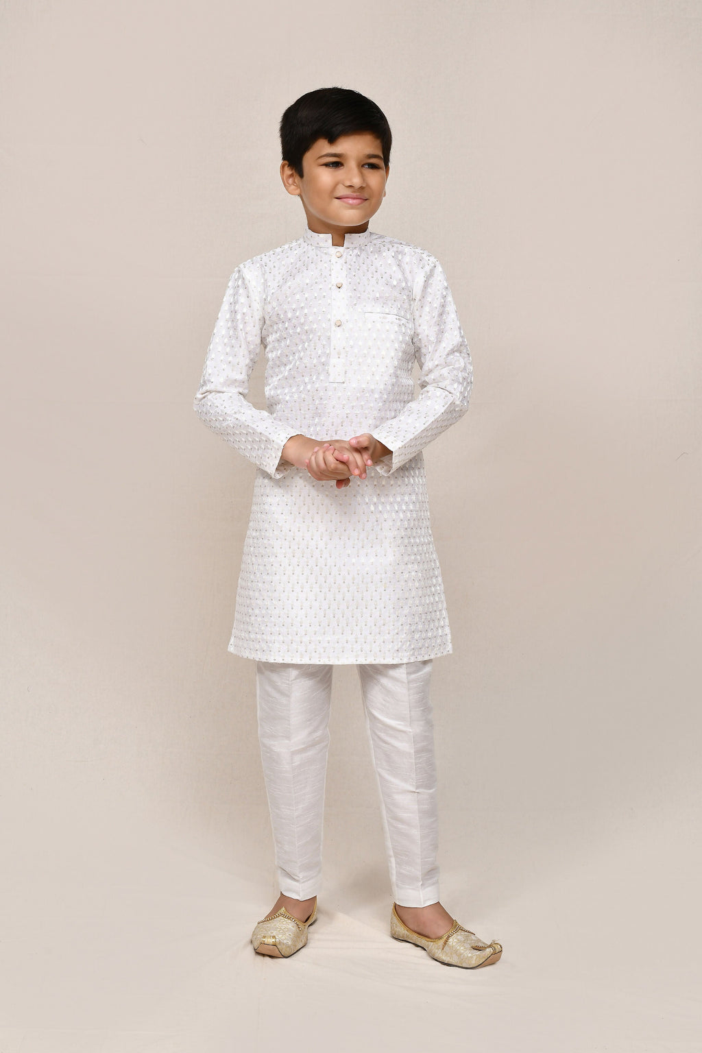 Joban Fashion Art Silk With Thread & Sequence Work White Kurta With Straight Fit Pant | Grocsy