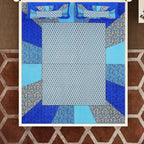 Vamika Printed Cotton Blue & Multicolor Bedsheet With Pillow Covers (LEOC_CHOK_B) | Grocsy