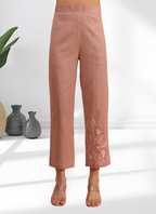 Joban Fashion Powder Pink Cotton, Linen Embroidered Readymade Cord Set | Grocsy