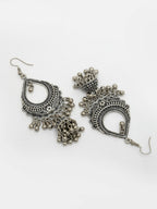 NVR Women's Silver-Plated German Silver Oxidized Jhumka Earrings | Grocsy