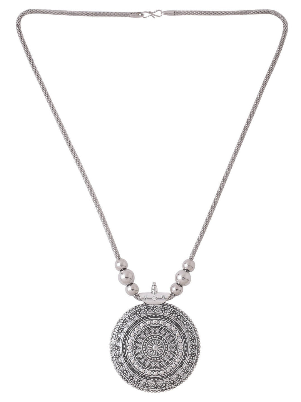 NVR Women's Elegant Silver Oxidised Brass Necklace | Grocsy