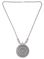 NVR Women's Elegant Silver Oxidised Brass Necklace | Grocsy