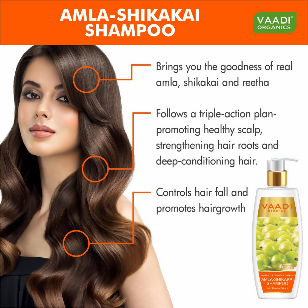 Vaadi Herbals Amla Shikakai Hair Fall and Damage Control Shampoo & Olive Conditioner | Grocsy