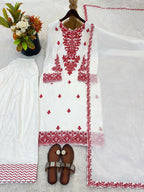Teeya Creation Womens Trendy Stylish Embroidery Thread Work Red Kurta Set | Grocsy