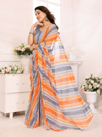 Designer Partywear Multi Georgette Fancy Saree - Satrangi | Grocsy