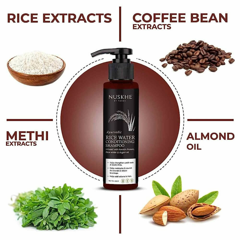 Nuskhe By Paras Ayurvedic Rice Water Conditioning Shampoo | Grocsy