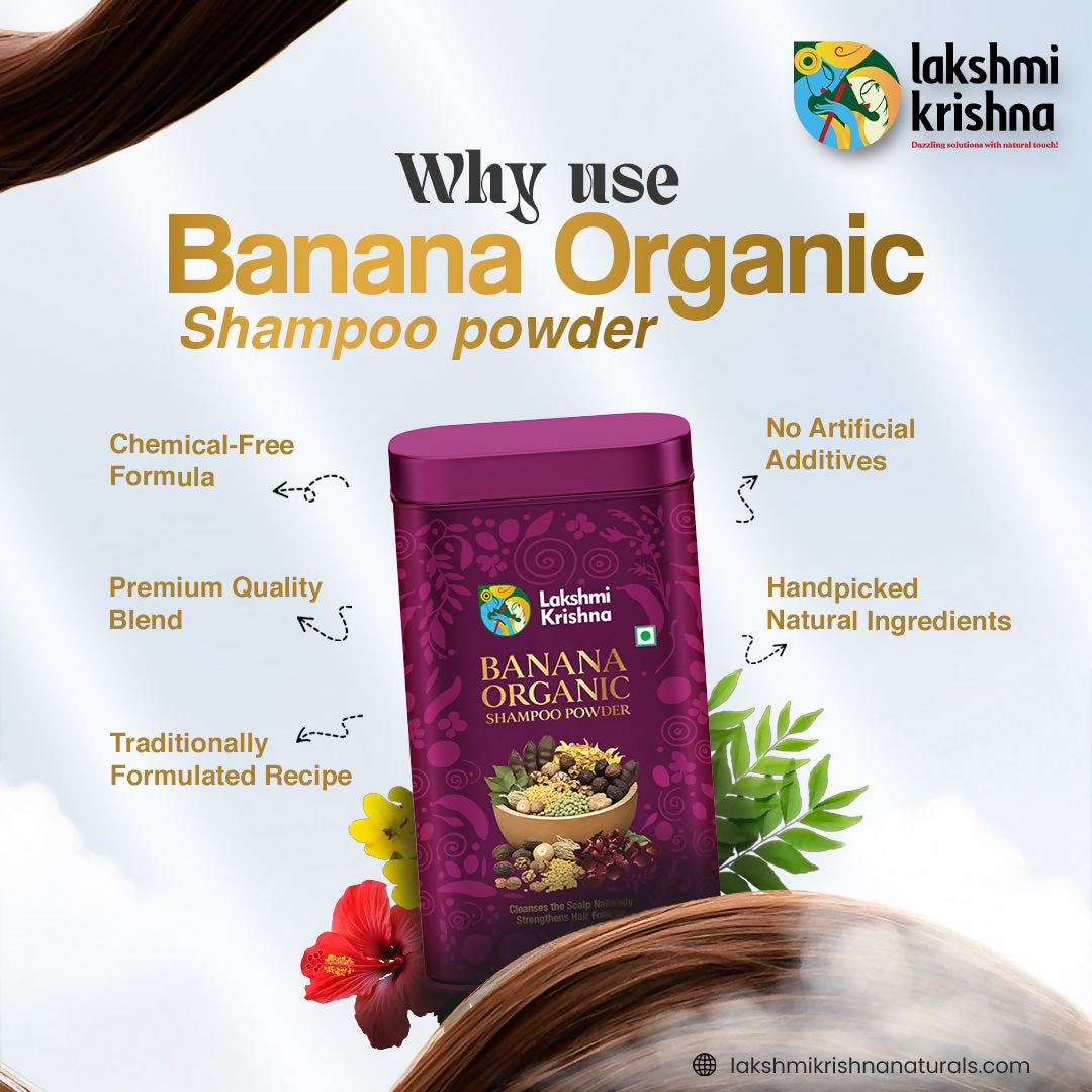 Lakshmi Krishna Naturals Banana Organic Shampoo Powder | Grocsy