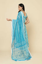 Designer Stylish Skyblue Cotton Blend Stitched Suit With Dupatta - Tanisha | Grocsy