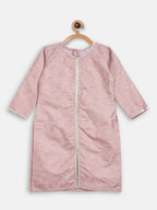 Ahalyaa Pink Poly Silk Straight Kids Kurta Palazzo Set For Girls | Grocsy