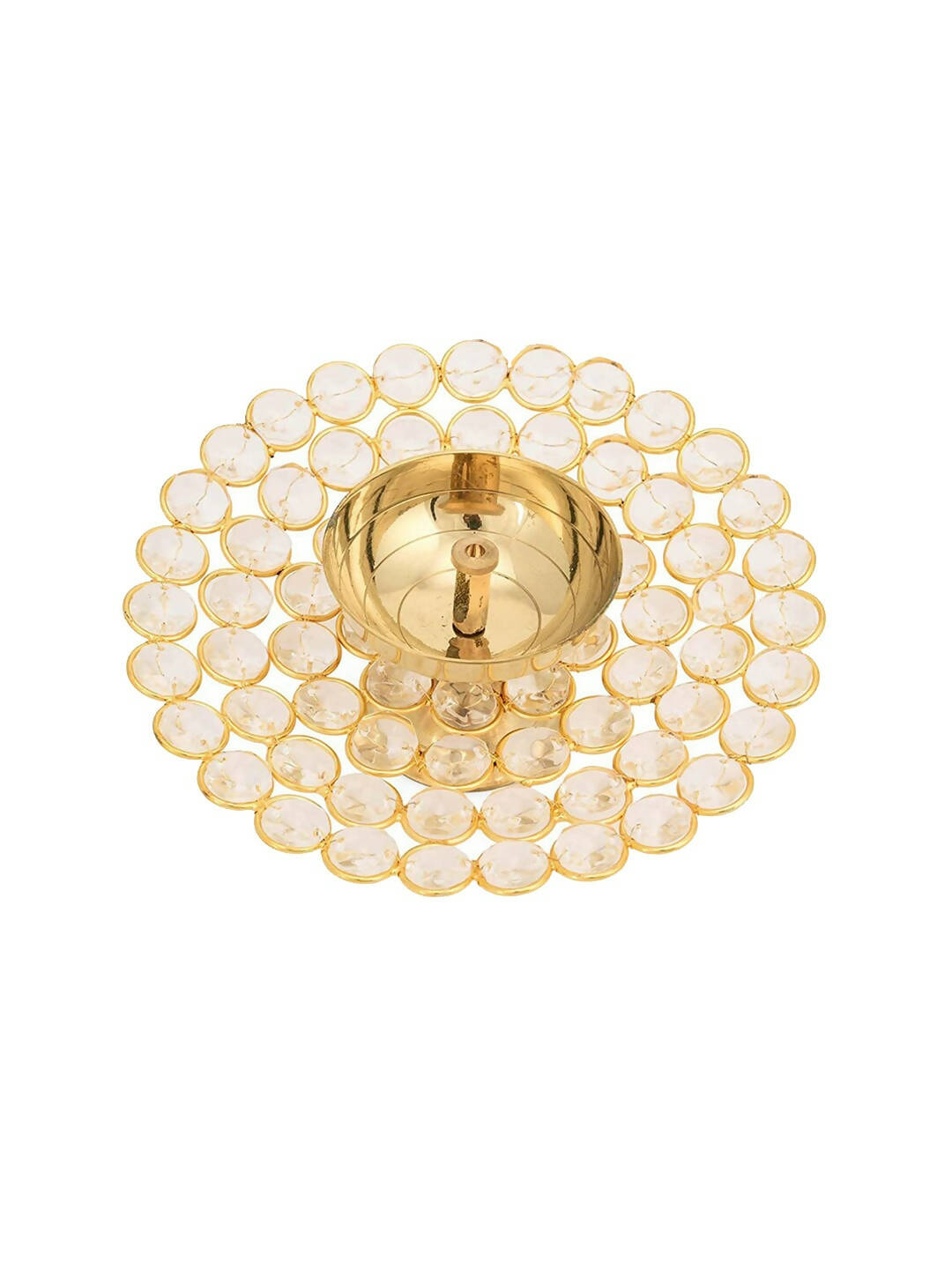 Craftvatika Gold-Toned Crystal Akhand Diya Oil Puja Lamp | Grocsy