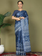 Shree Shyam Fashion Cotton Blue Saree | Grocsy