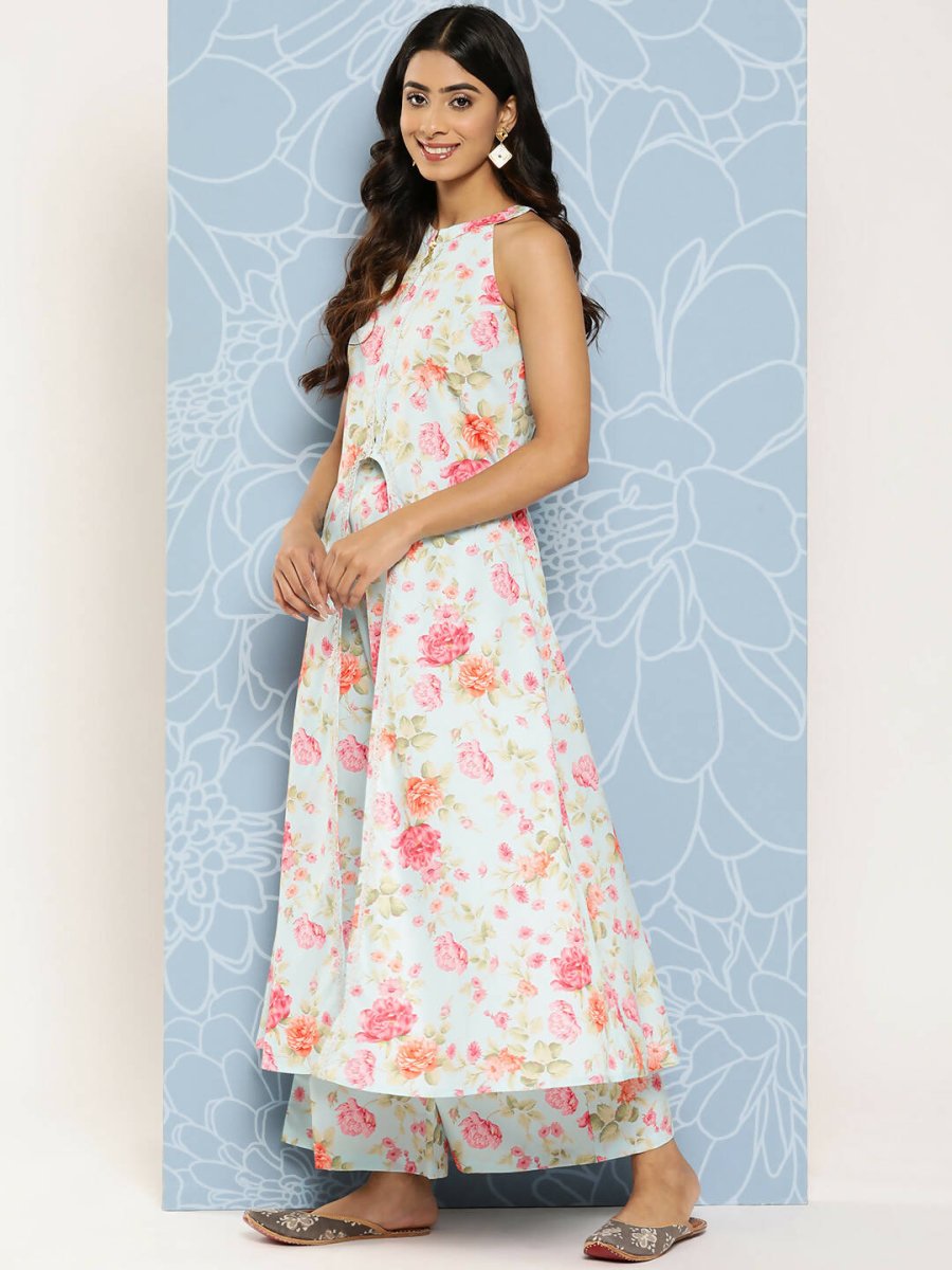 Ahalyaa Women's Traditional wear Co-ords - Blue | Grocsy